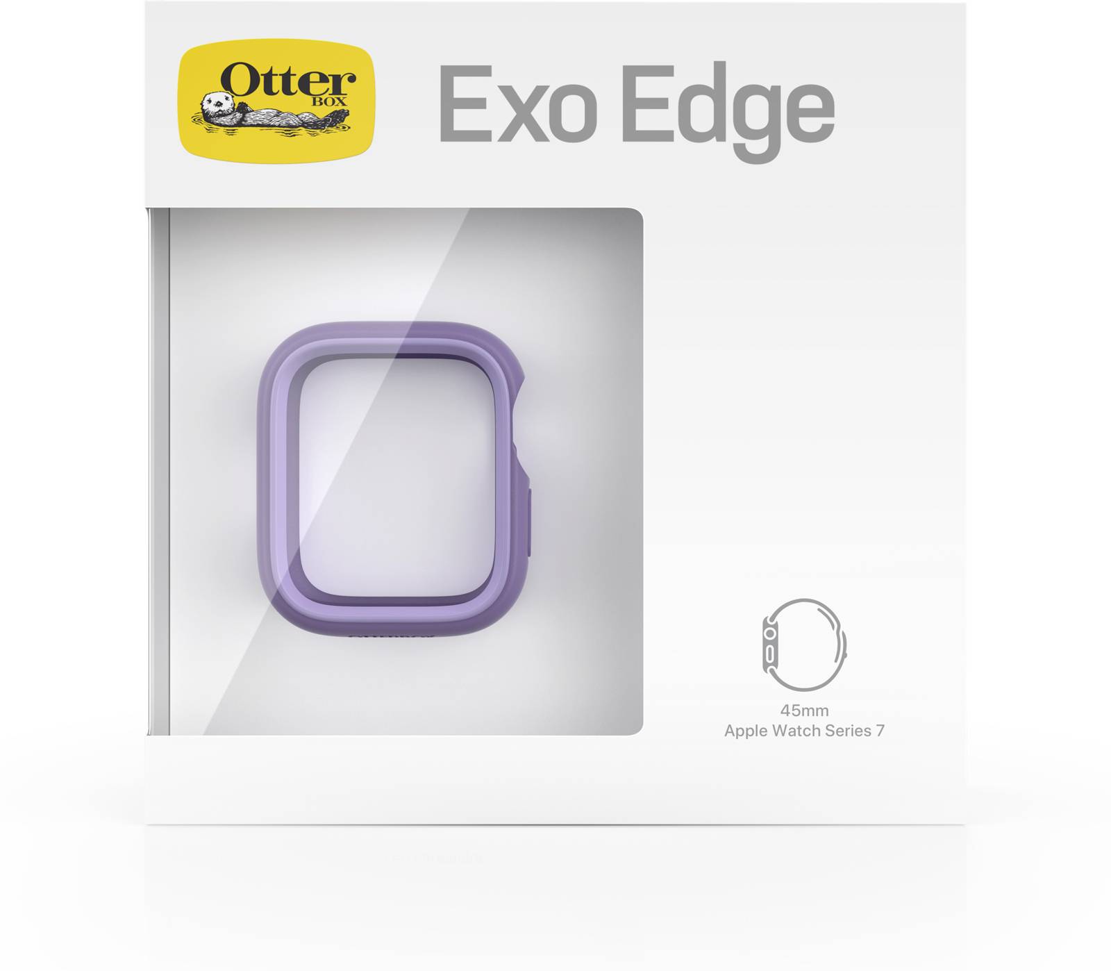Etui OtterBox serii 'Exo Edge' w kolorze fioletowym do Apple Watch o rozmiarze 45 mm (seria 7), widok opakowania.