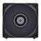 Czarny wentylator komputerowy z kwadratową ramką i centralnym kołem, przeznaczony do chłodzenia urządzeń elektronicznych.