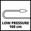 Czarny kabel z wtyką na białym tle; poniżej tekst 'NISKIE CIŚNIENIE 160 cm'.