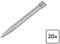 Stalowy pisak, 130 mm długości, srebrny, po lewej stronie; czarna liczba '20x' na białym tle po prawej stronie.