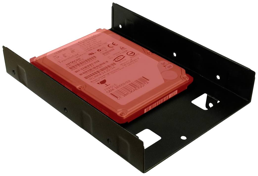 Dysk twardy w czarnej ramce montażowej.