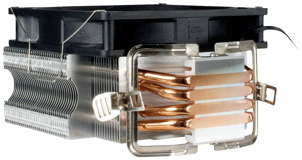 Radiator procesora z miedzianymi rurkami cieplnymi i żeberkami aluminiowymi, zaprojektowany do odprowadzania ciepła z procesorów komputerowych.