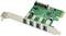 Zielona karta rozszerzeń PCIe z pięcioma portami USB 3.0 oraz elementami elektronicznymi do rozbudowy złączy komputerowych.