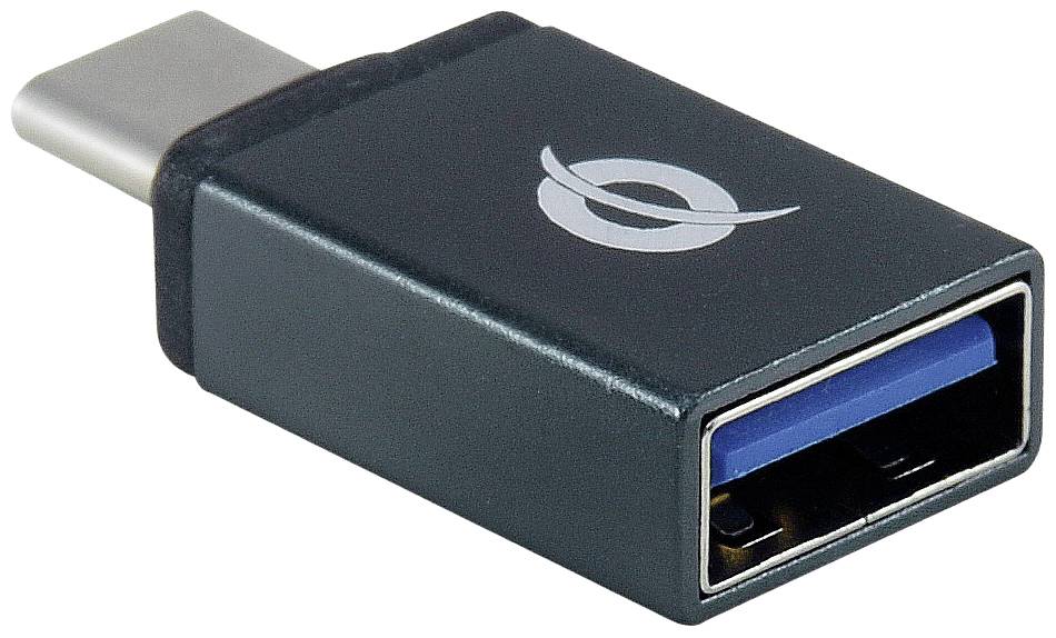 Adapter USB-C do USB-A w kolorze czarnym. Umożliwia podłączenie urządzeń z gniazdem USB-A do złączy USB-C.