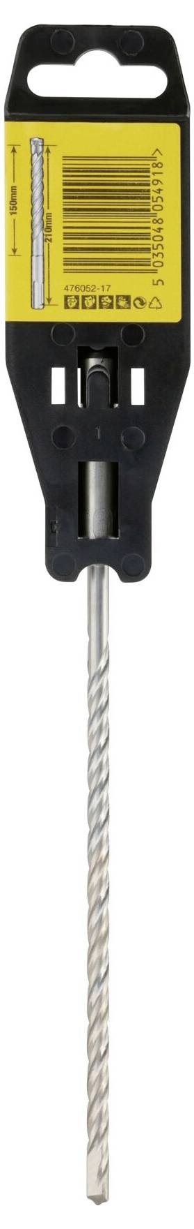 Wiertło ze spiralnym trzpieniem w czarnym opakowaniu z żółtą etykietą na górze, na której znajduje się kod kreskowy i numery.