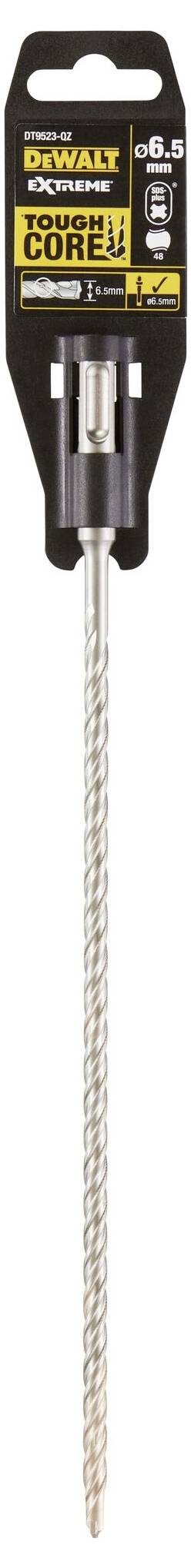 Wiertło do betonu DEWALT Extreme Concrete w opakowaniu, 6 x 160 mm, z końcówką cylindryczną do wiercenia w betonie, w czarno-żółtym designie.