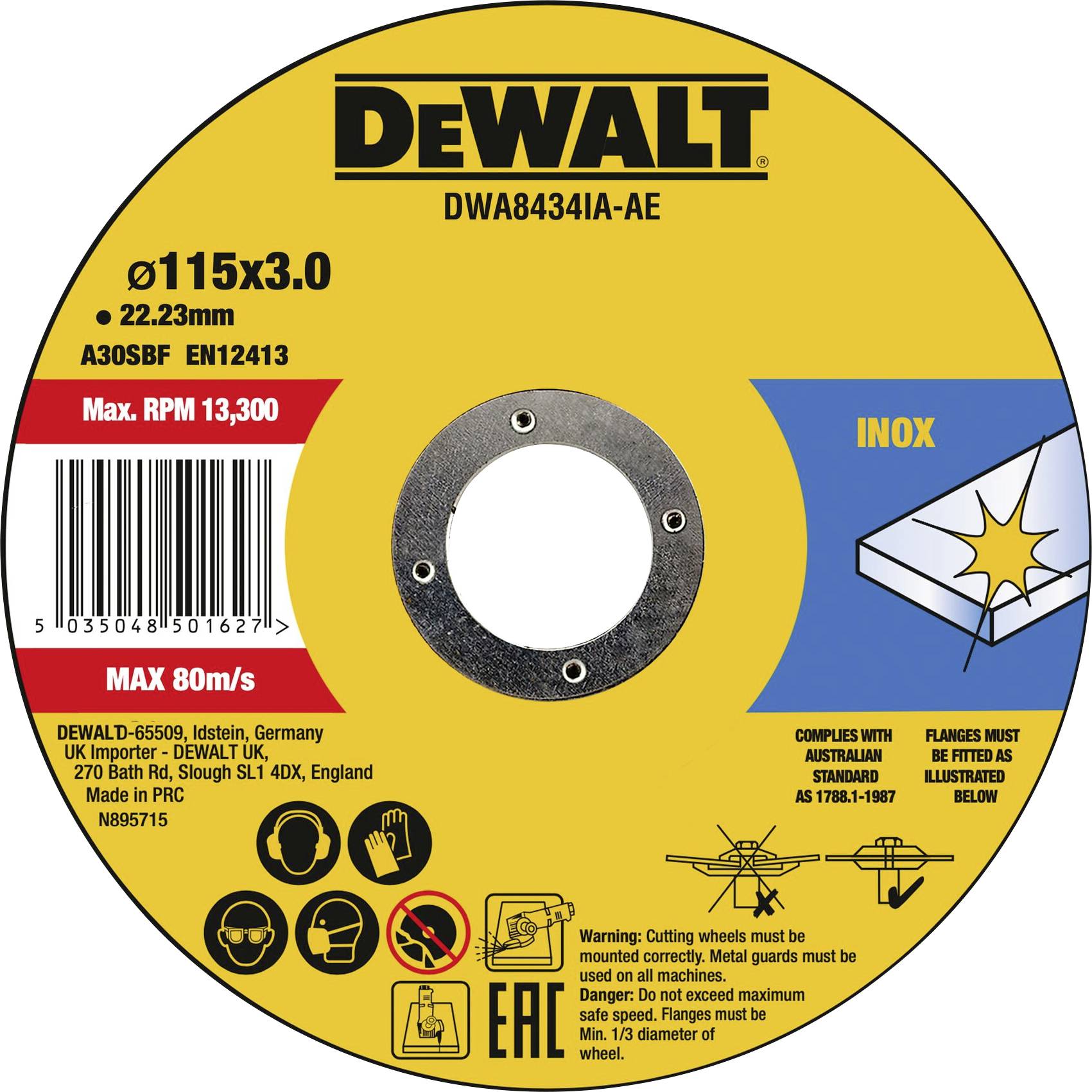 Отрезной диск DEWALT DWA8434IA-AE, 115 мм, 1 шт.