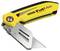 Żółty składany nóż Stanley FatMax z metalowym ostrzem.