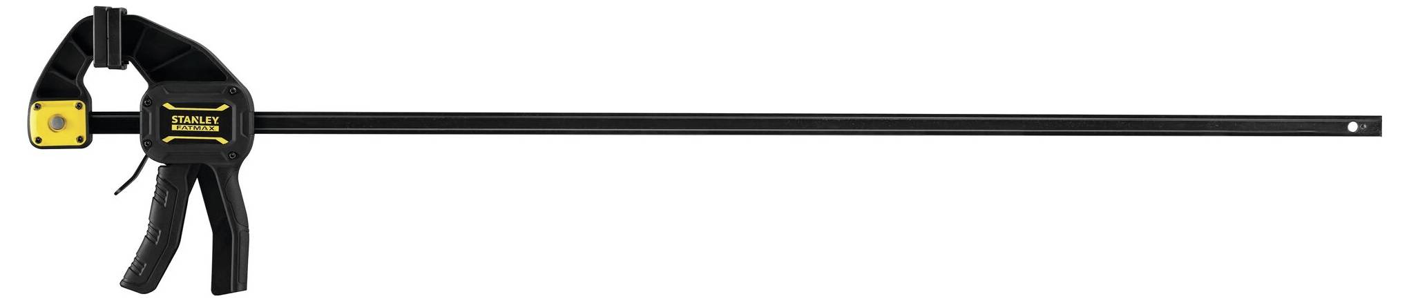 Długie czarne cęgi zaciskowe z żółtymi akcentami, używane do mocowania materiałów w obróbce drewna i rzemiośle.