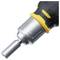 Wkrętarka akumulatorowa z żółto-czarnym uchwytem, srebrną głowicą i końcówką służącą do wkręcania lub wykręcania śrub.