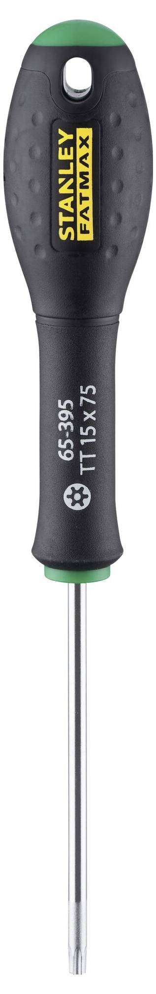 Wkrętak 'STANLEY FATMAX' z czarnym uchwytem i zielonym akcentem, odpowiedni do wkrętów T15.