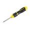 Wkrętak z czarną rękojeścią, żółto akcentowaną, odpowiedni do różnych prac śrubowych.
