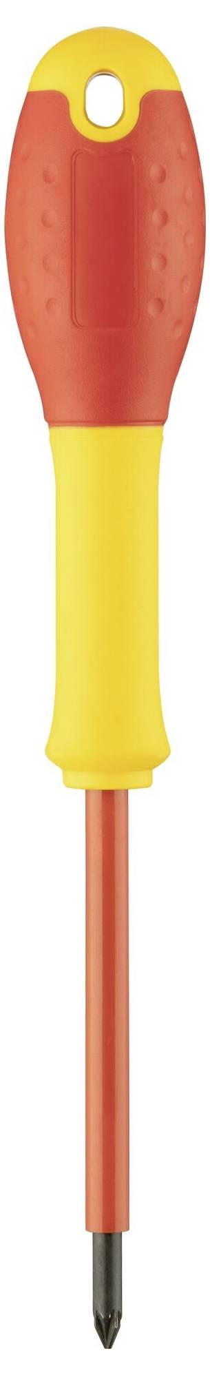 Wyizolowany żółto-czerwony wkrętak z końcówką krzyżakową.