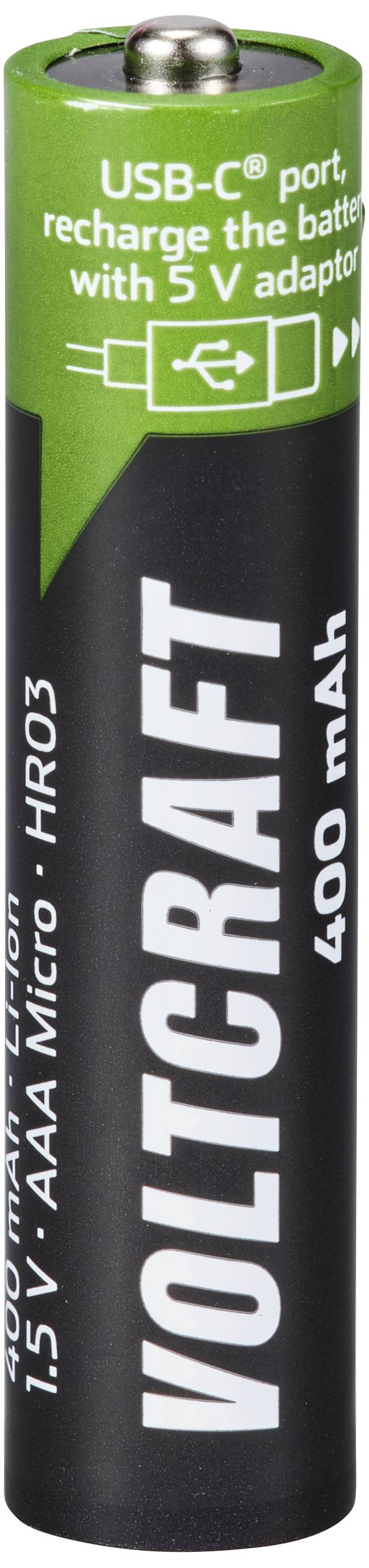 Акумулятор USB-C® VOLTCRAFT VC-AAA400USB, літій-іонний, 400 мАг, 1,5 В, 4 шт.