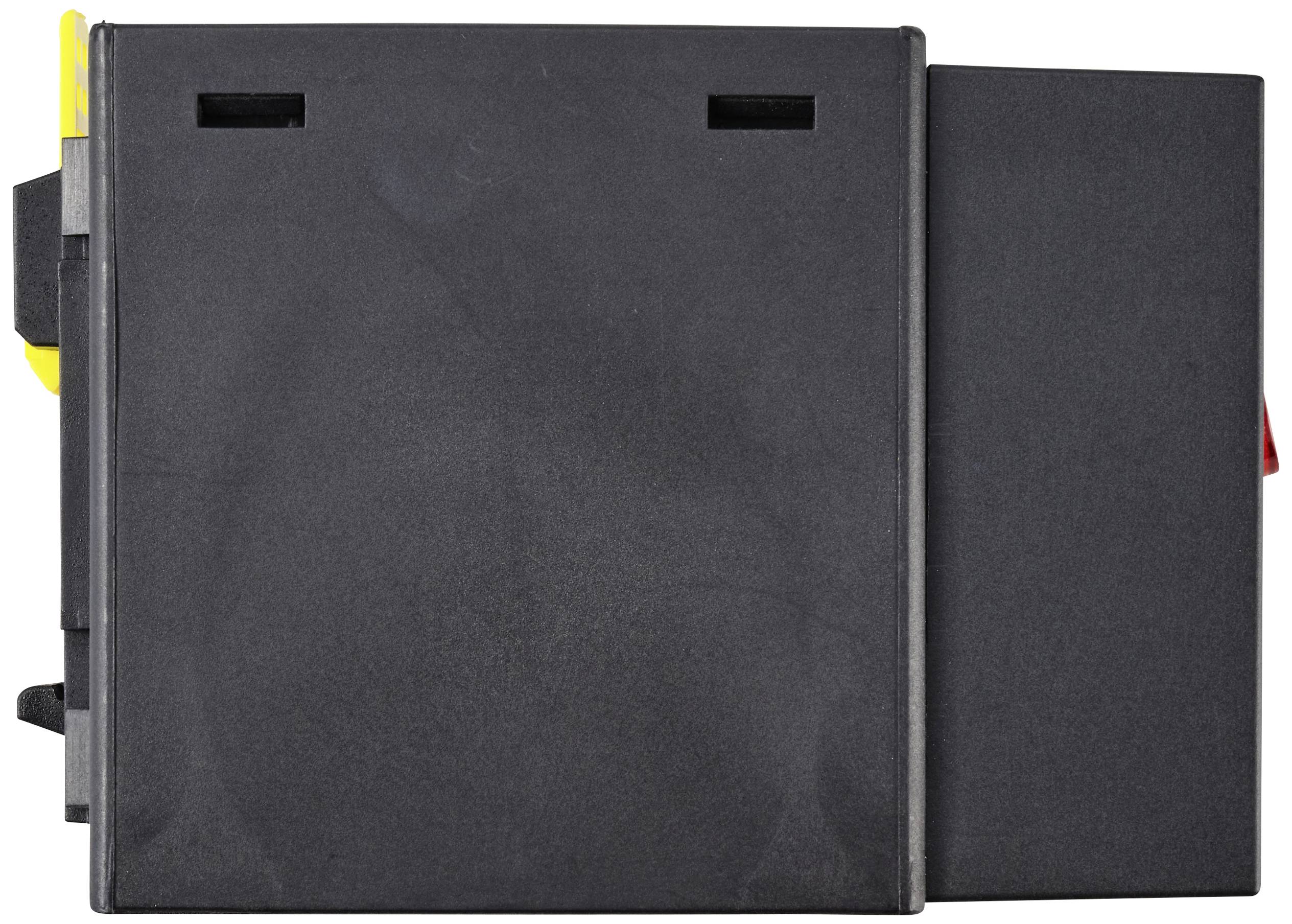 Czarna kaseta z dwoma szczelinami na górze.