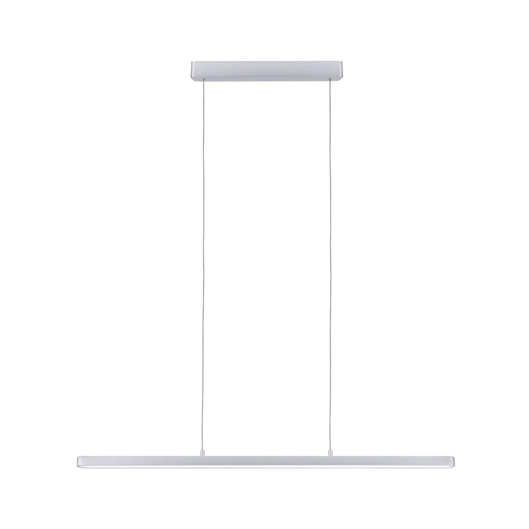 Nowoczesna, wisząca lampa LED o linearnym designie i smukłych przewodach. Idealna do minimalistycznych wnętrz.