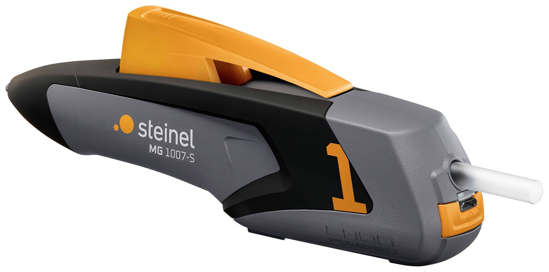 Steinel KLEBEPISTOLE MOBILEGLUE 1007-S Акумуляторний клейовий пістолет із зарядним пристроєм, зарядний кабель у комплекті, включаю