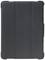 Czarne, prostokątne etui na tablet o gładkiej powierzchni z bocznymi wypustkami zapewniającymi lepszy chwyt. Ochrona dla urządzenia.