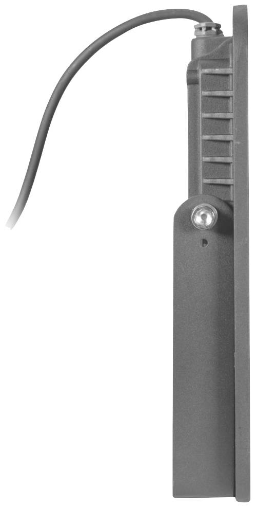 Boczny profil wąskiego urządzenia elektronicznego z podłączonym przewodem od góry.