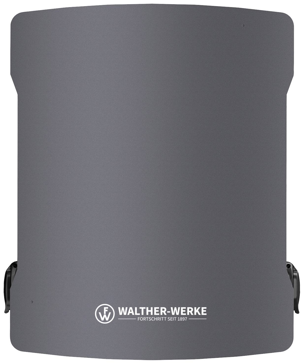 Szary rozdzielacz elektryczny z logo Walther-Werke i napisem 'Postęp od 1897 roku'.