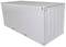 Biały, zamknięty kontener ładunkowy, przedstawiony na neutralnym tle.