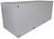 Szary kontener transportowy w kształcie prostokąta, z prążkowanymi ściankami i solidną metalową konstrukcją.