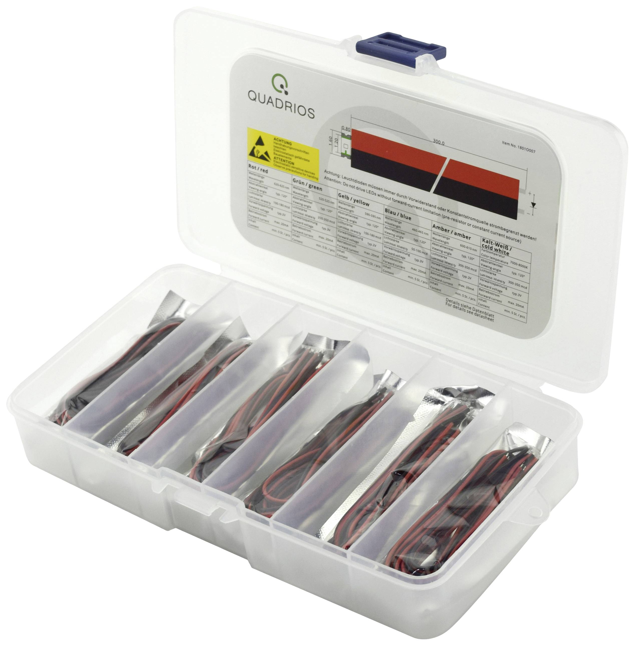 Аксесуари для світлодіодів Quadrios Червоний, зелений, жовтий, синій, білий, бурштиновий 20 мА 3,0 В