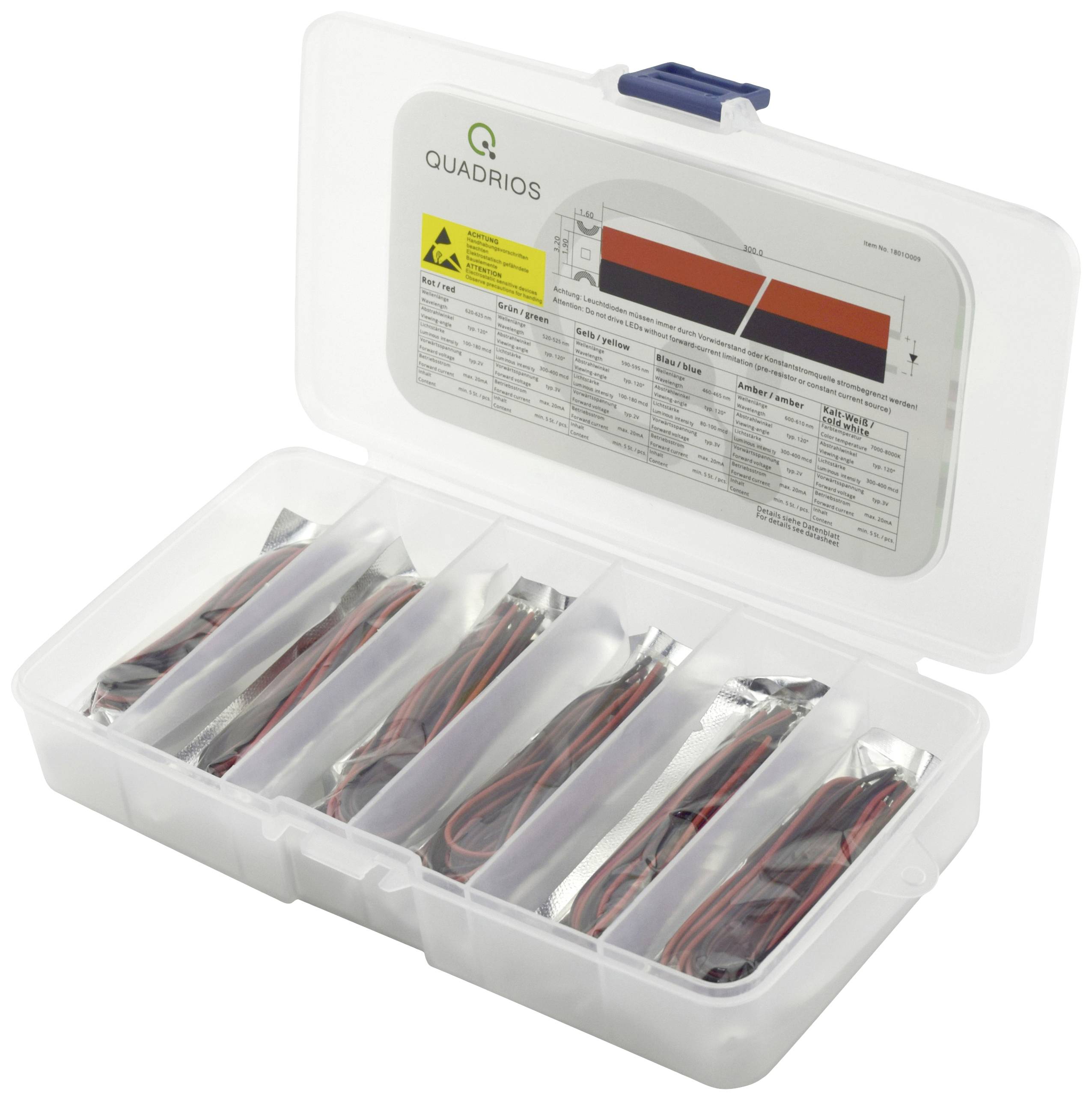 Аксесуари для світлодіодів Quadrios Червоний, зелений, жовтий, синій, білий, бурштиновий 20 мА 3,0 В
