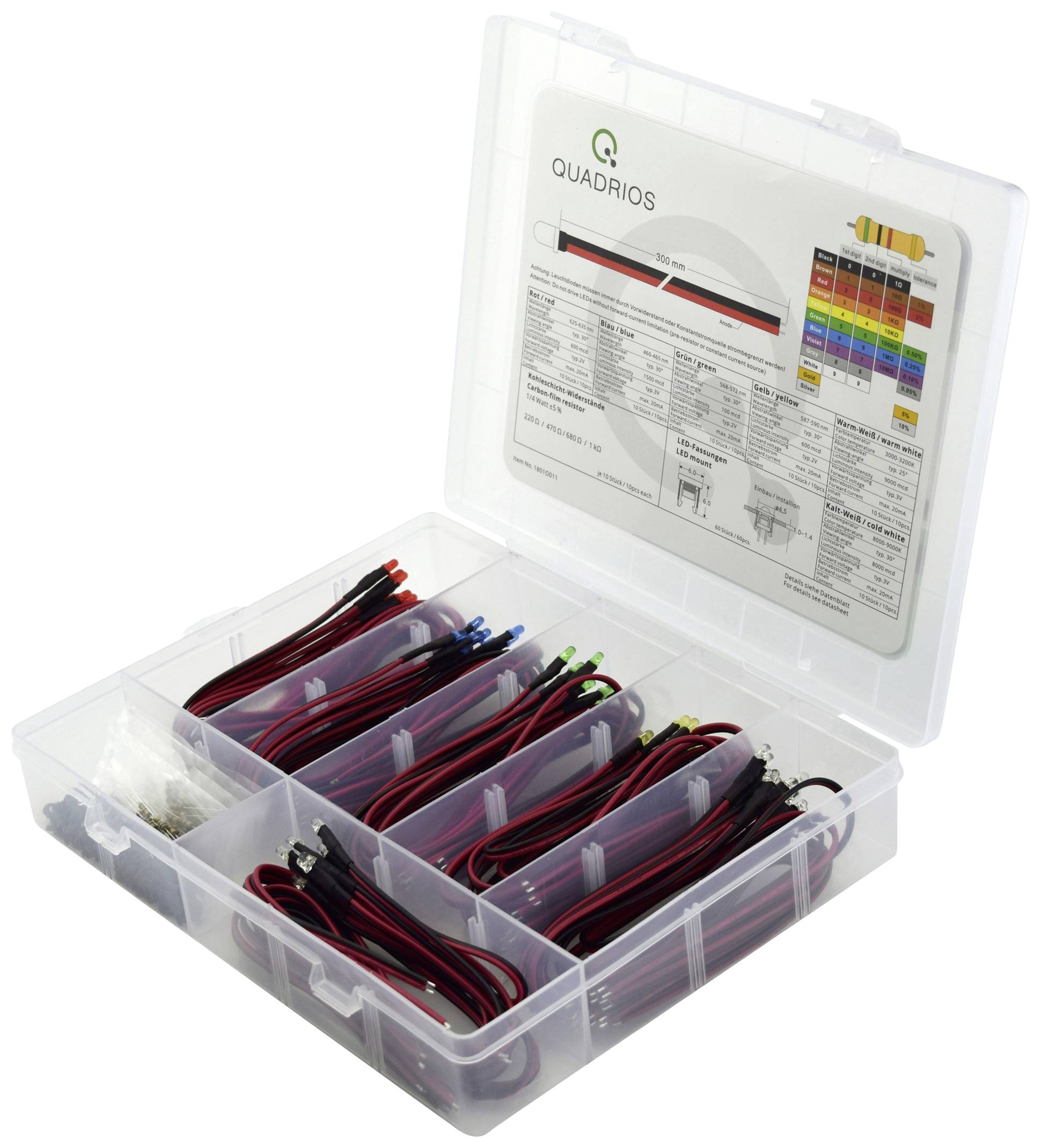 Аксесуари для світлодіодів Quadrios 1801O011, 3 мм, 160 деталей