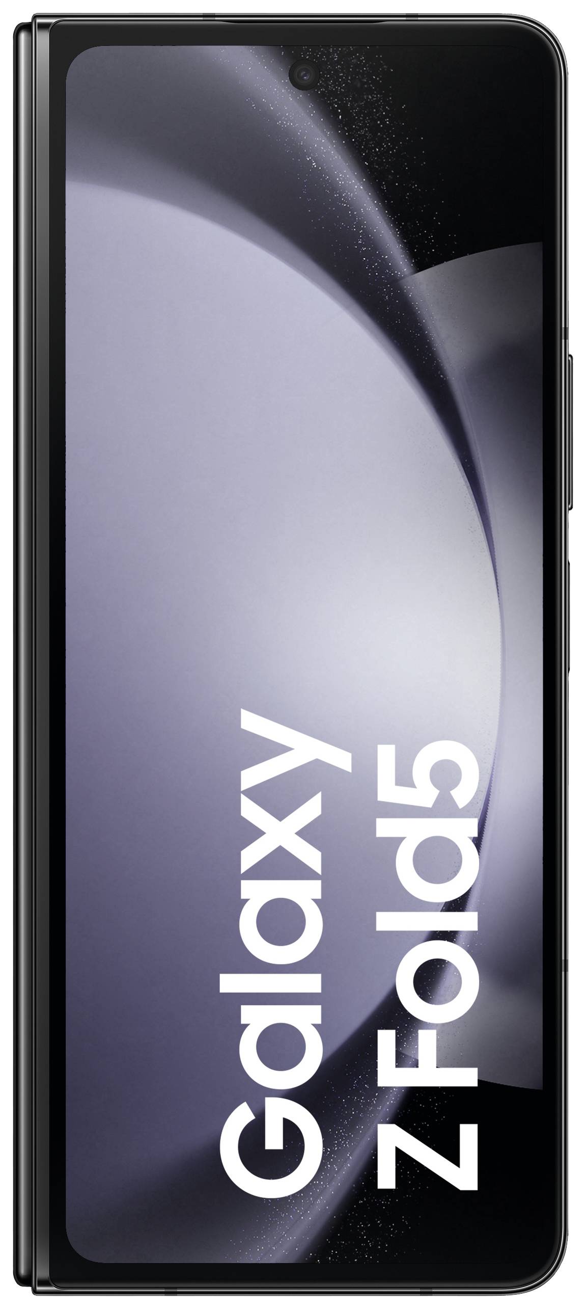Smartfon z rozkładanym wyświetlaczem, na którym widnieje napis 'Galaxy Z Fold5'. Elegancki, nowoczesny i idealny do multitaskingu.