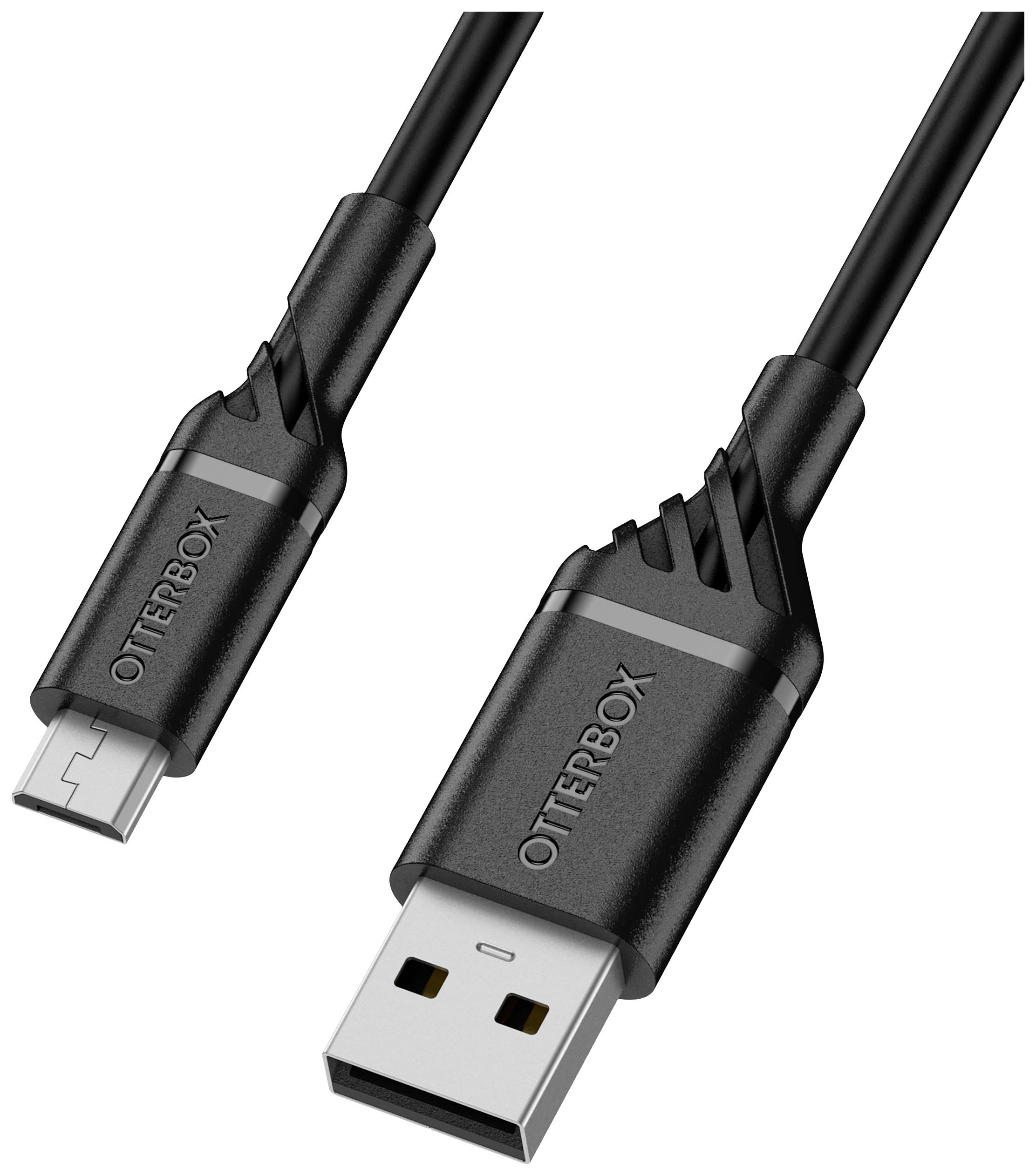 Kabel USB z wtyczkami: standardowa wtyczka USB oraz wtyczka Micro-USB. Obie wtyczki są oznaczone napisem 'OTTERBOX'.