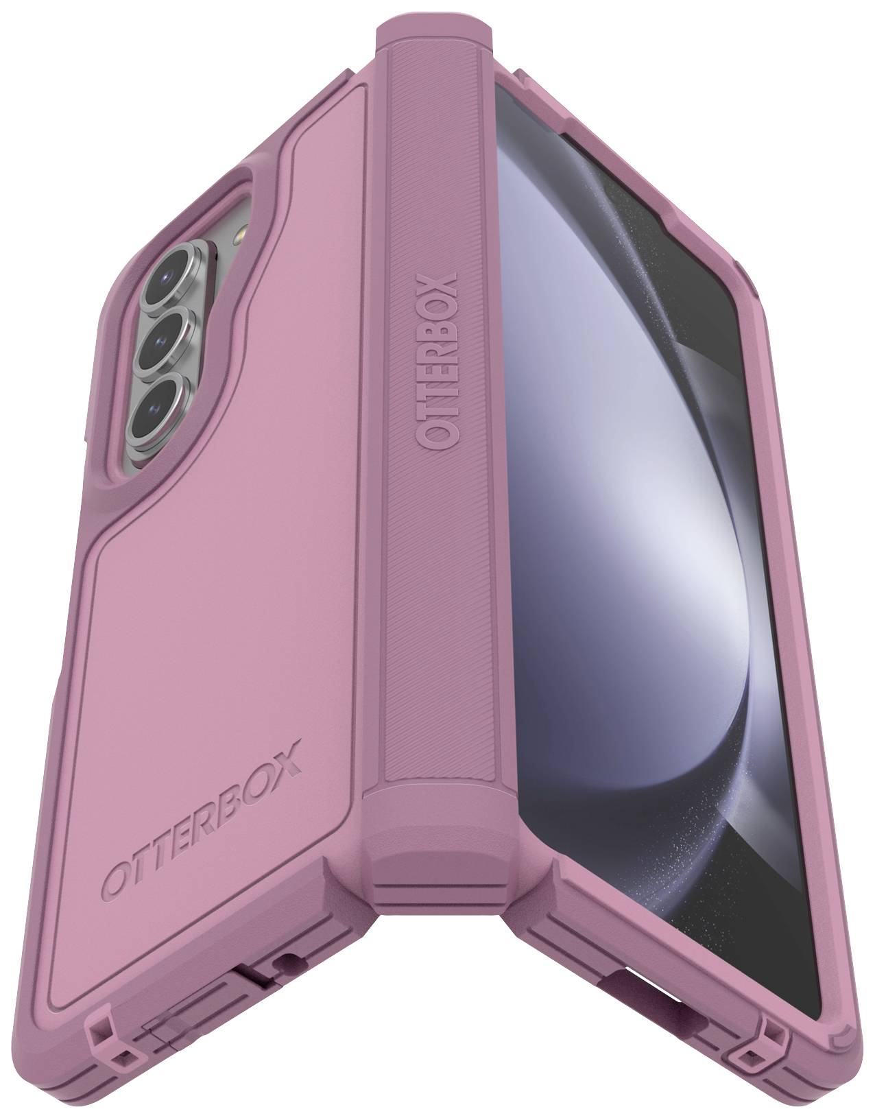 Różowe etui OtterBox, dopasowane do smartfona. Posiada wycięcia na aparat i zapewnia ochronę urządzenia.