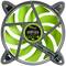 Zielony wentylator obudowy z szarą ramką i przewodami, model NXNNV120-M, odpowiedni do chłodzenia sprzętu komputerowego.