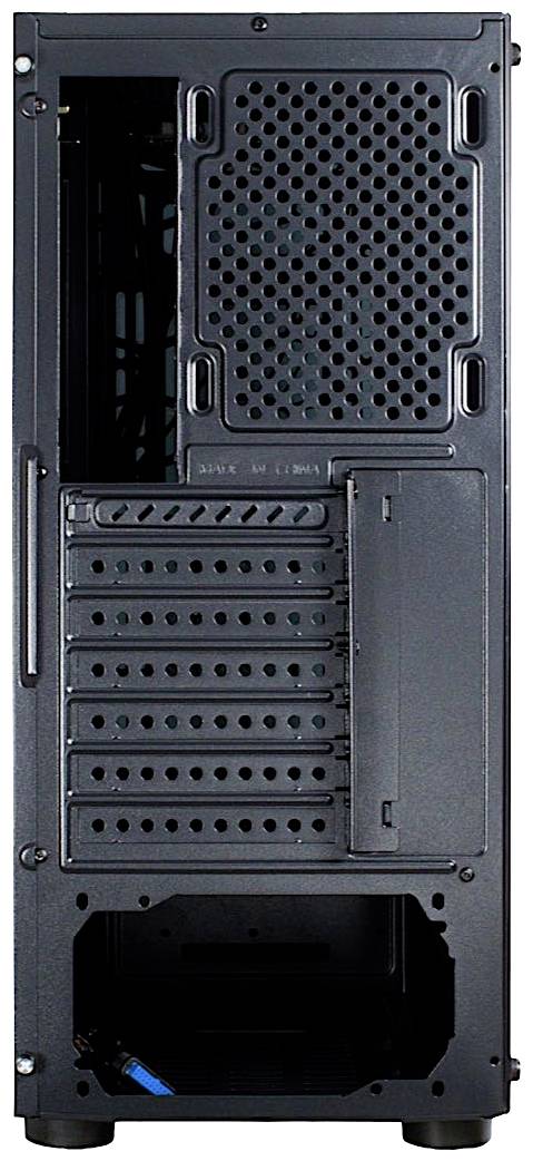 Tylna część obudowy komputera z otworami wentylacyjnymi, złączami PCI i miejscem na rozbudowę.
