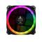 Sterowany komputerowo wentylator z podświetleniem RGB wyświetla widmo kolorów w kształcie koła. Nazwa marki 'Antec' widoczna w centrum.