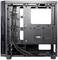 Czarna, pusta obudowa komputera z widocznymi przewodami. Posiada miejsce na płytę główną, napędy oraz elementy chłodzące.