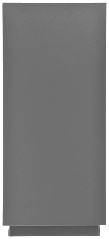 Szary, prostokątny pudełko na białym tle.