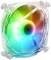 Przezroczysty model wentylatora komputerowego świeci kolorami tęczy.