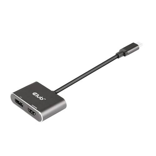 Czarny adapter USB-C z dwoma złączami HDMI.