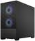 Czarna obudowa komputera z dwoma świecącymi wentylatorami zmieniającymi kolor na przedniej ściance.