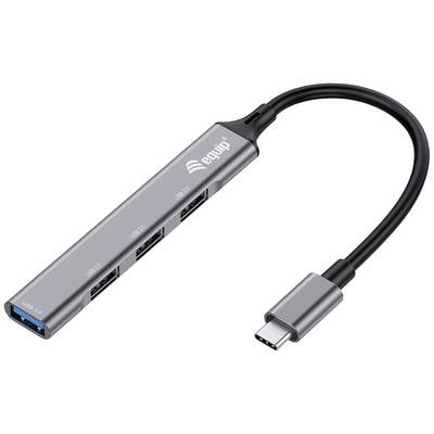 Hub USB-C z czterema portami: jeden port USB 3.0 i trzy porty USB 2.0. Smukła konstrukcja, łączy urządzenia z interfejsem USB-C z wieloma urządzeniami USB.