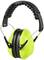 Zielone nauszniki ochronne z czarną oprawką i nakładkami na uszy. Zaprojektowane z myślą o osobistej ochronie przed głośnymi dźwiękami.