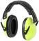 Zielono-czarne nauszniki ochronne, izolowane na białym tle, służą ochronie przed głośnymi dźwiękami.