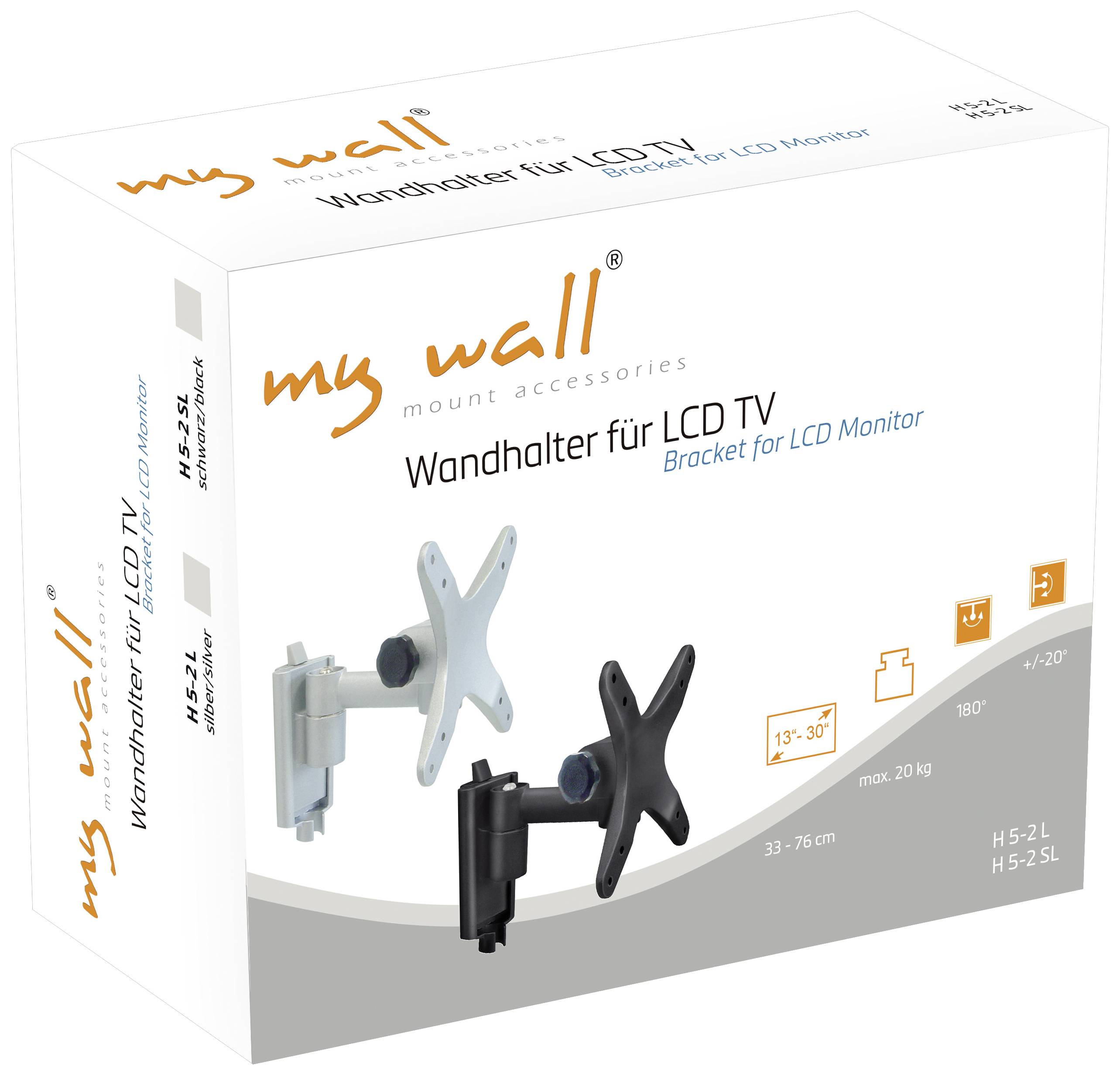 Настінне кріплення для телевізора My Wall H5-2SL із вбудованим рівнем 33,3 см (13,1 дюйма) - 76,2 см (30 дюймів) розширюване, пово