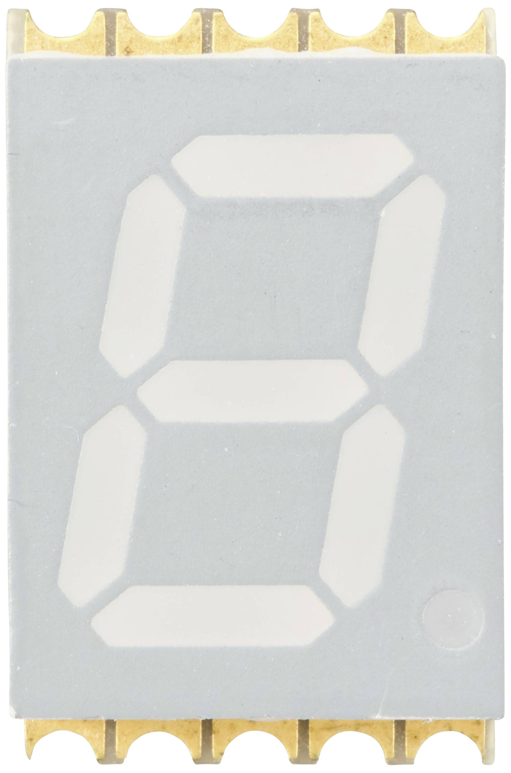 Siedmiosegmentowy wyświetlacz pokazuje cyfrę '0'. Obudowa jest prostokątna, a segmenty są białe na szarym tle.