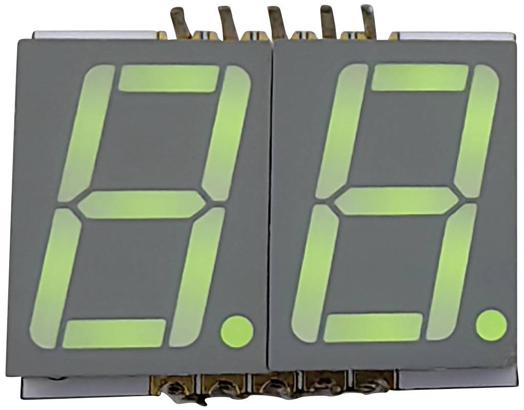 Wyświetlacz cyfrowy z zielonymi świecącymi cyframi pokazuje cyfry '86'.