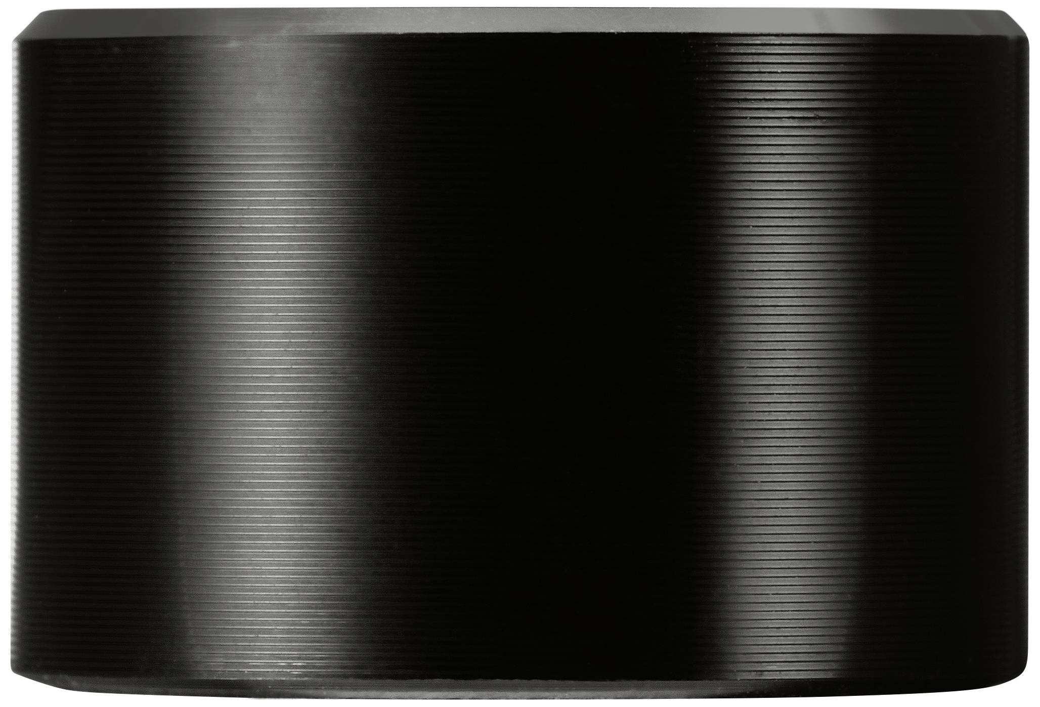 Czarny, cylindryczny pojemnik metalowy o gładkiej powierzchni.