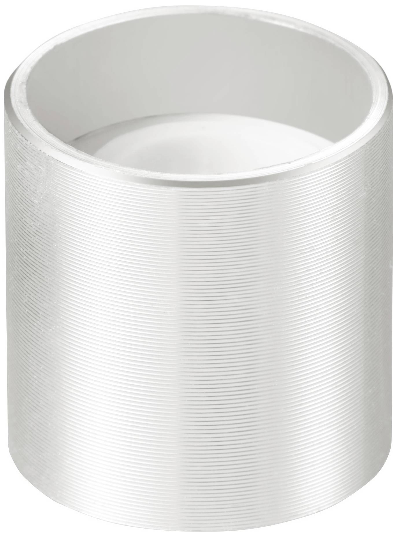 Cylindryczny rurociąg aluminiowy z powierzchnią żebrowaną. Odpowiedni do zastosowań przemysłowych lub jako część zamienna w maszynach.