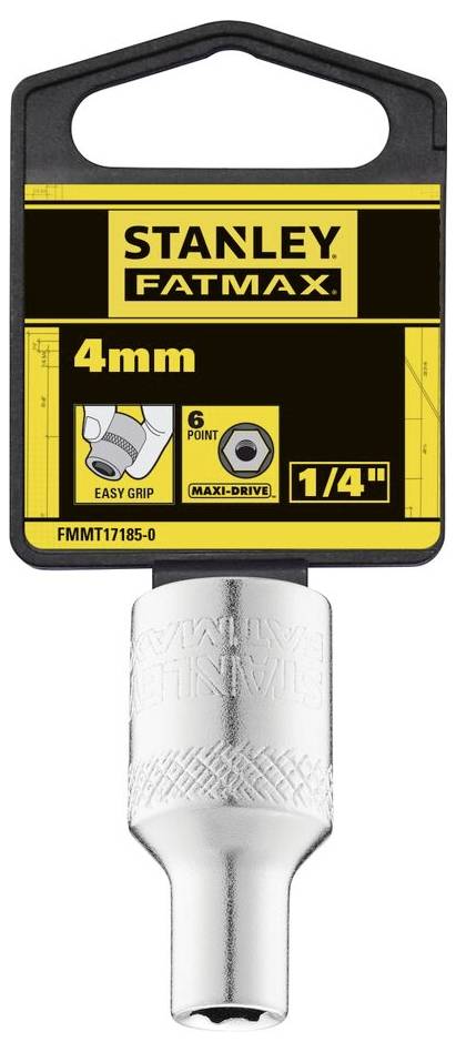Nasadka Stanley Fatmax, 4 mm, sześciokątna, szybkie mocowanie dzięki Maxi-Drive, z napisem 'Easy Grip' na produkcie.