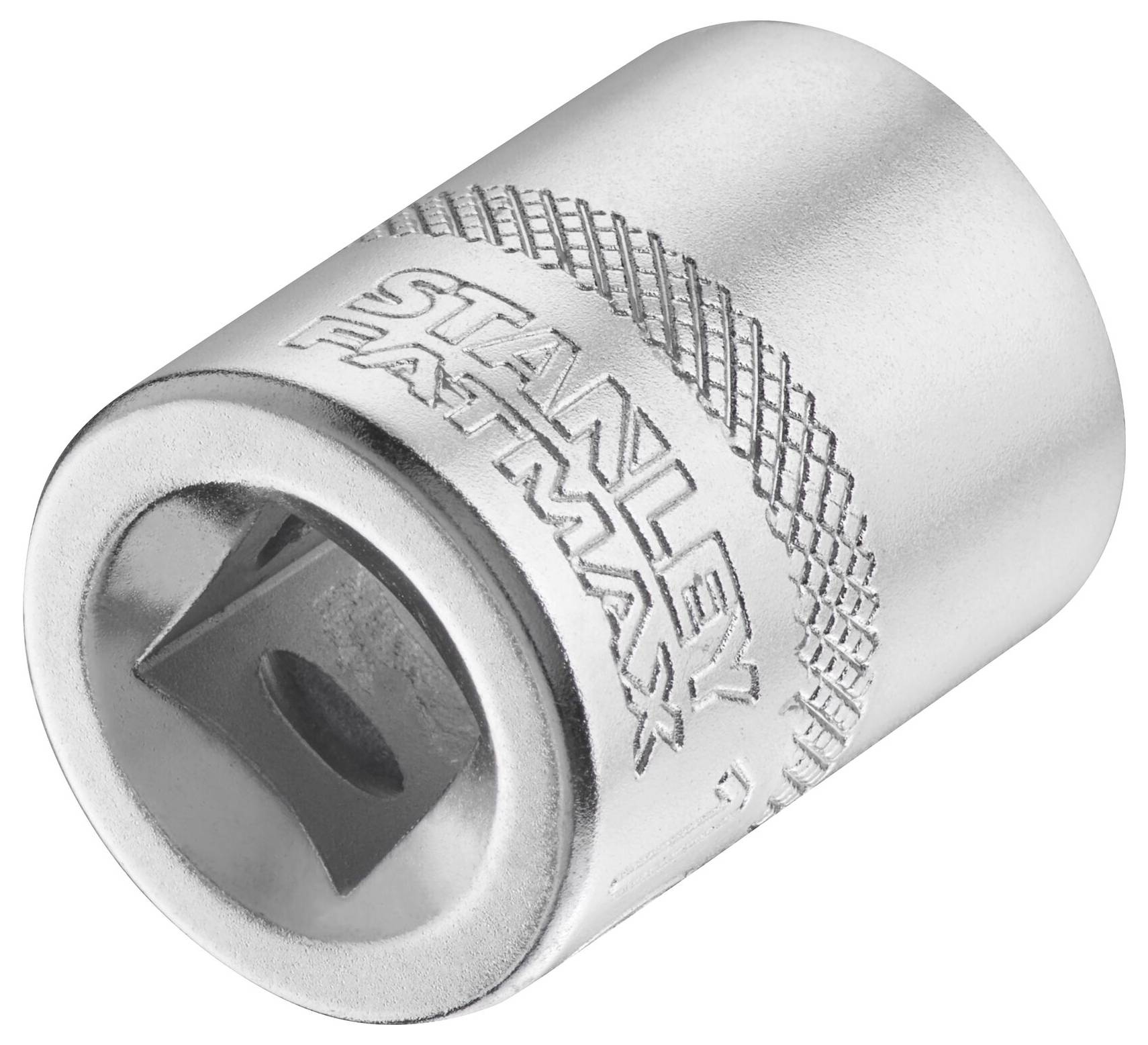 Metalowy adapter klucza z karbowaną powierzchnią i oznaczeniem 'Stanley FatMax', odpowiedni do narzędzi ręcznych lub elektrycznych.